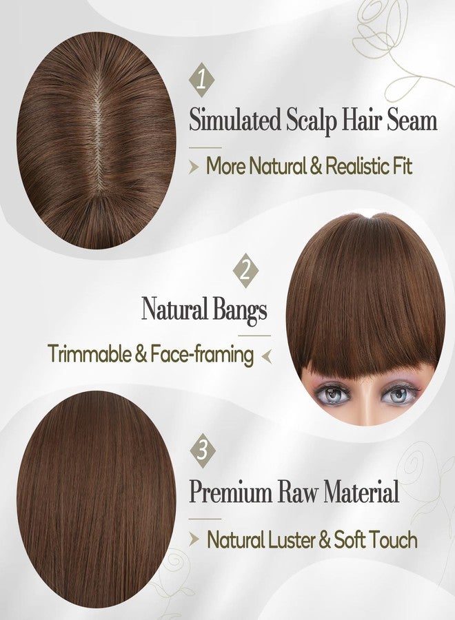 BARSDAR Short Brown Bob Wig With Bangs - Short Brown Bob with Bangs Wig for Women - 12 Inch Natural Looking Soft Synthetic Hair Replacement Wigs Velma Dora Wigs Daily Party Halloween - Image 3